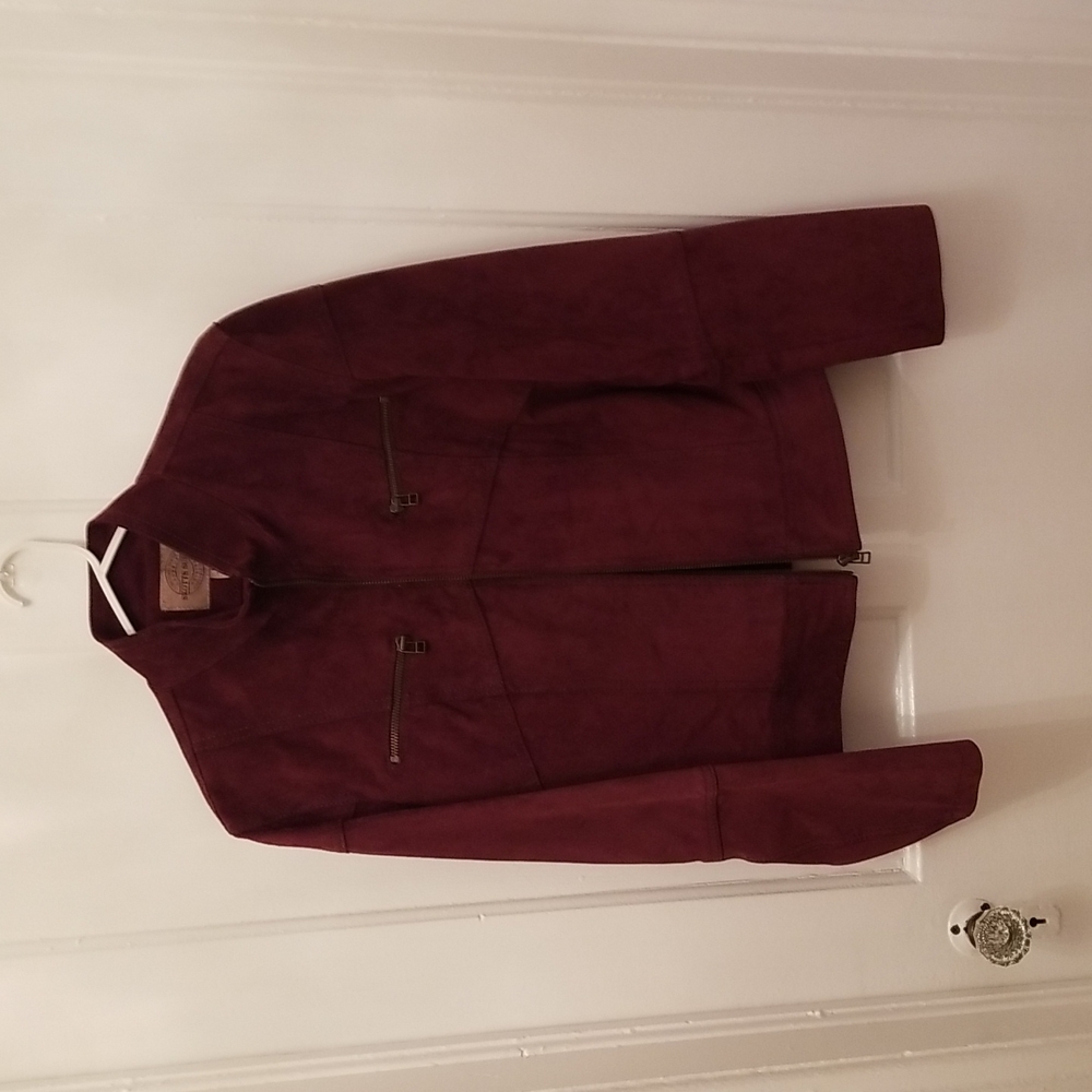 Dark purple suede jacket, size L